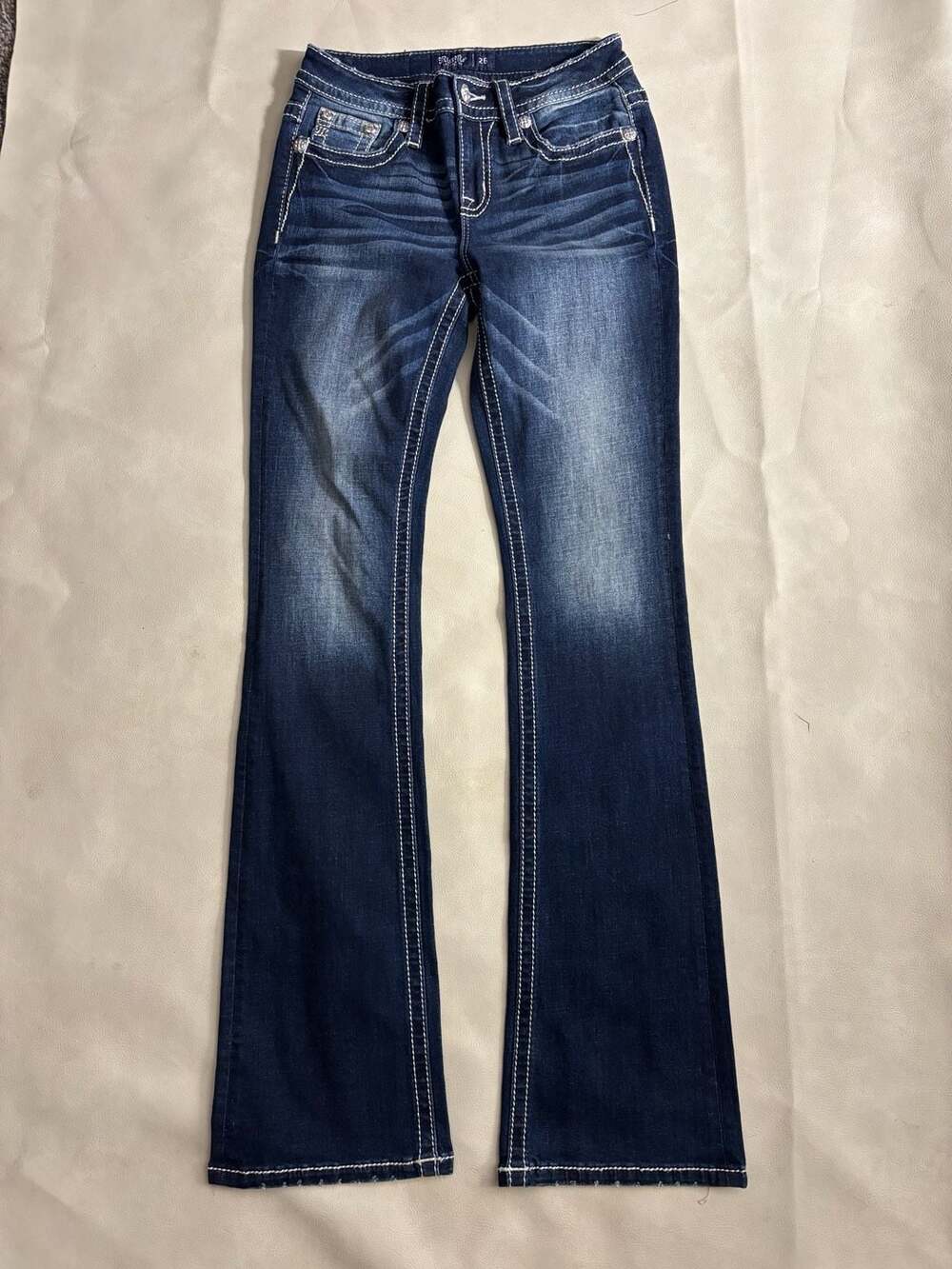 Miss Me Mid-Rise Boot Size 26 Dark Wash Embellished Jeans